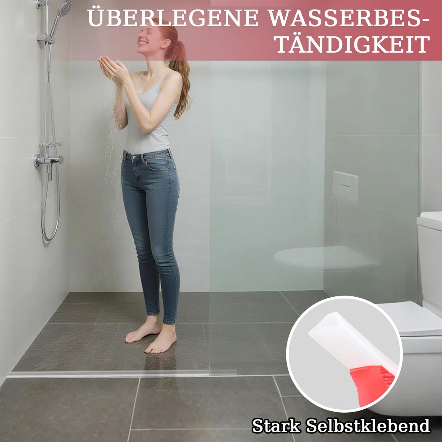 Schwallschutzleiste Dusche selbstklebend 100cm, 100cm Transparent
