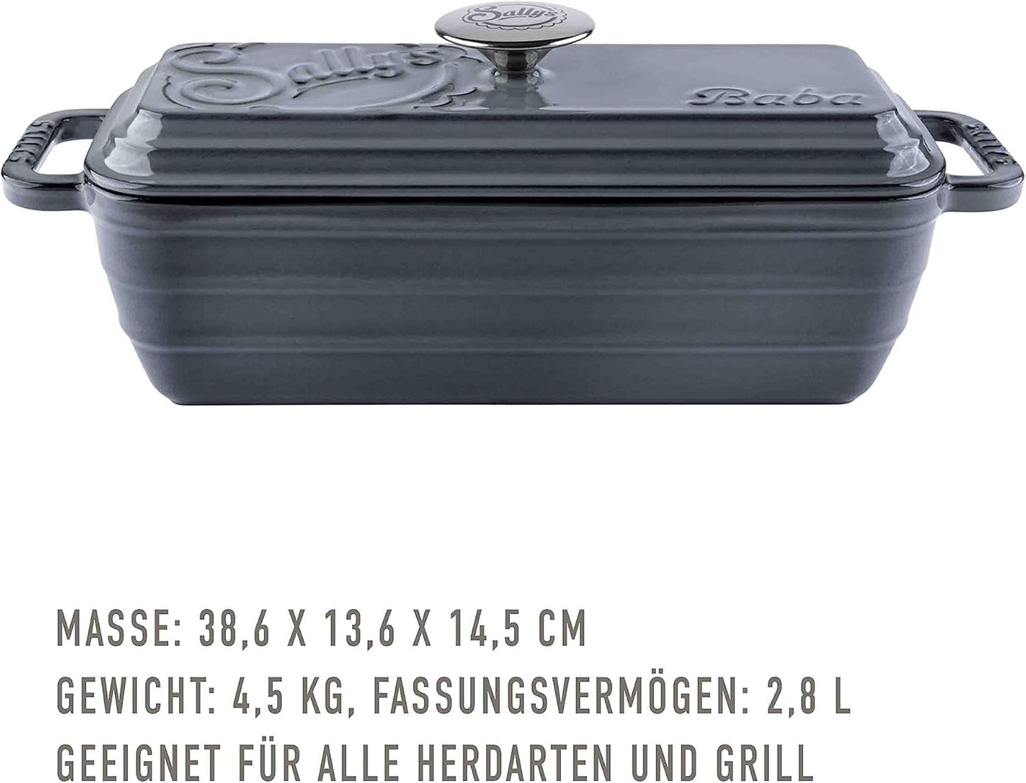 Gusseisen Brotbackform Baba, Smokey Grey Majolika