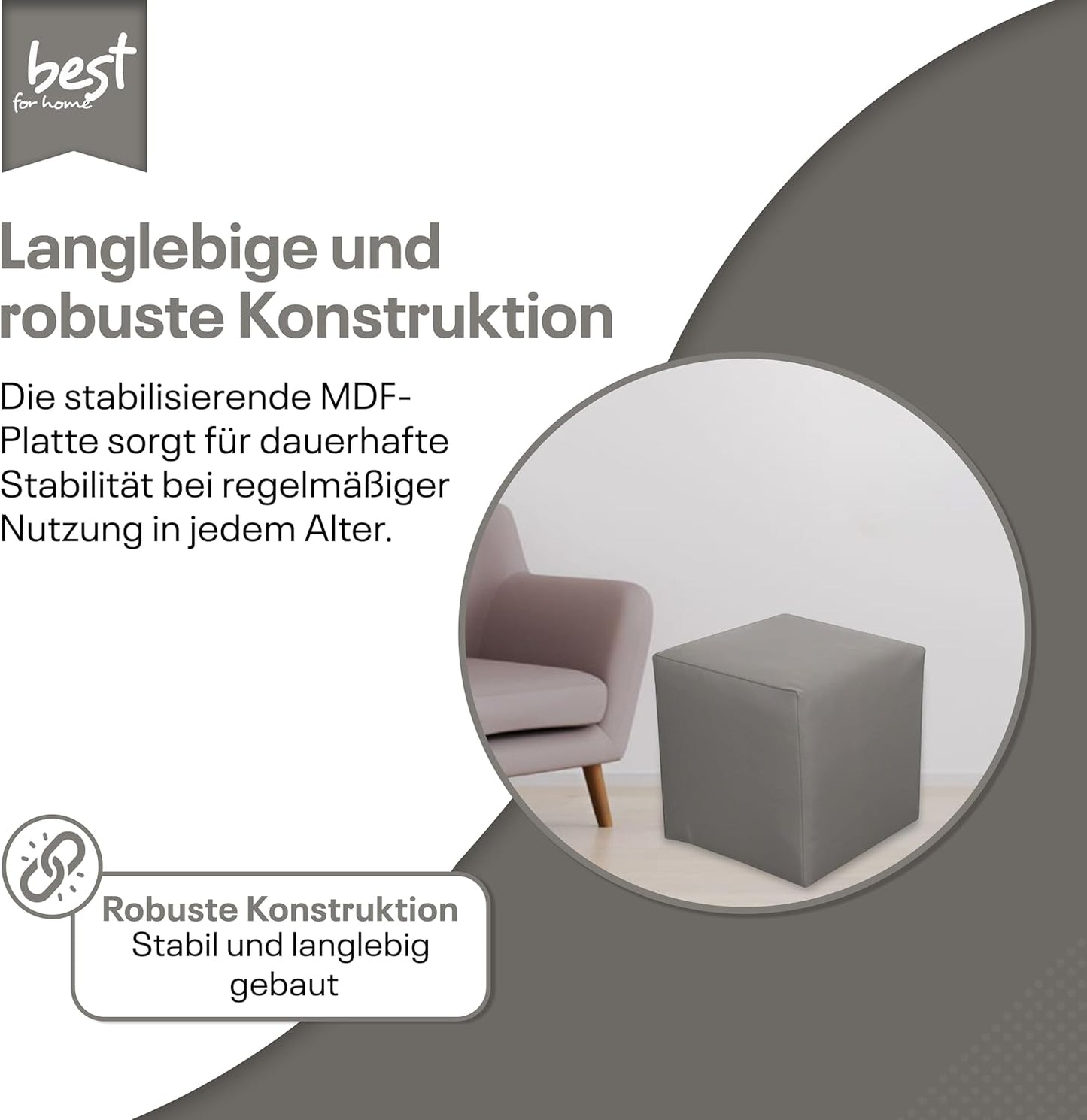 Gepolsterter Sitzwürfel, Grau