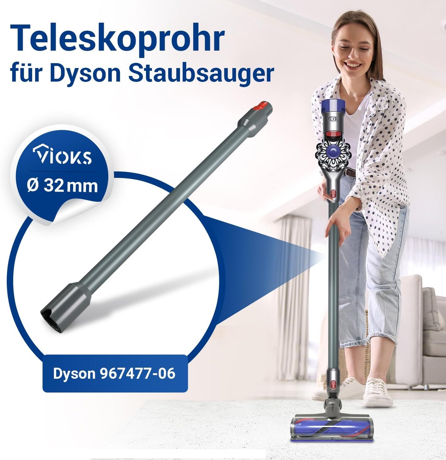 Ersatz-Saugrohr für Dyson, Grau