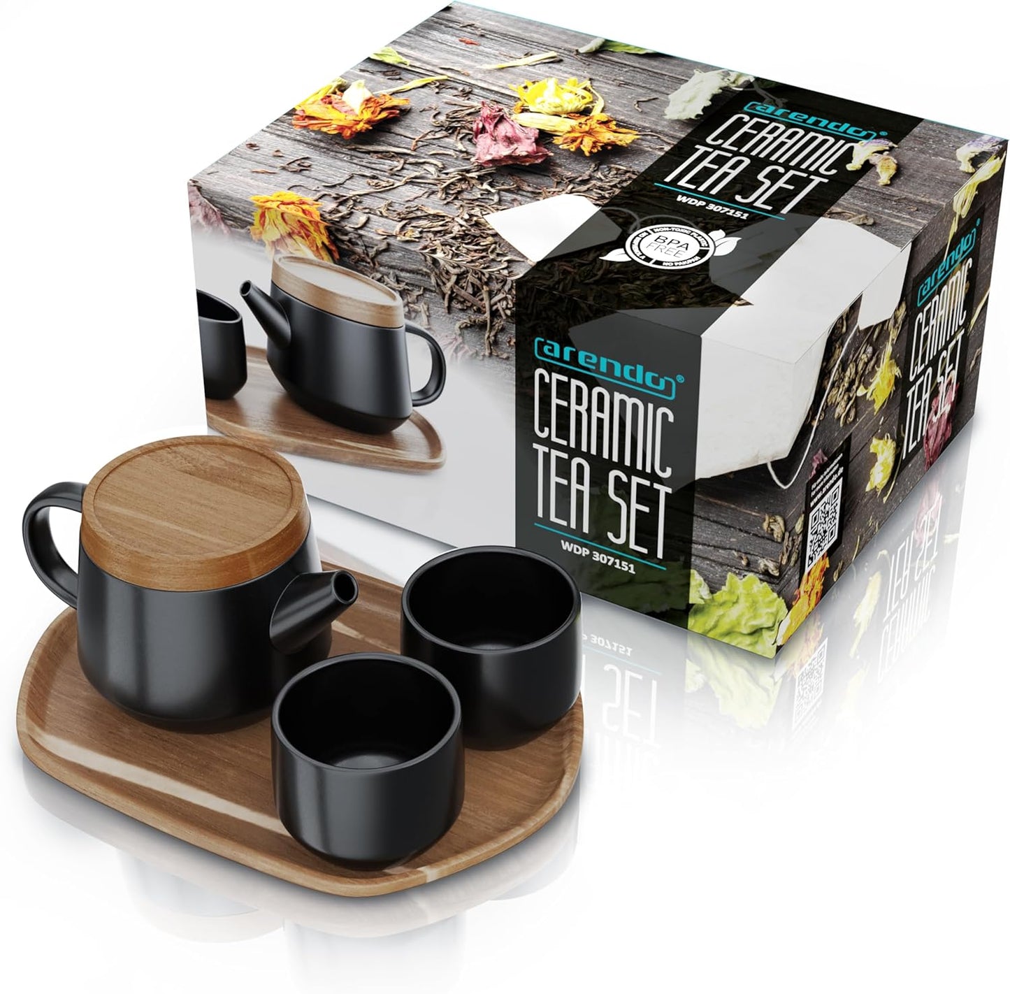5-teiliges Teeservice-Set mit Teekanne und Tassen