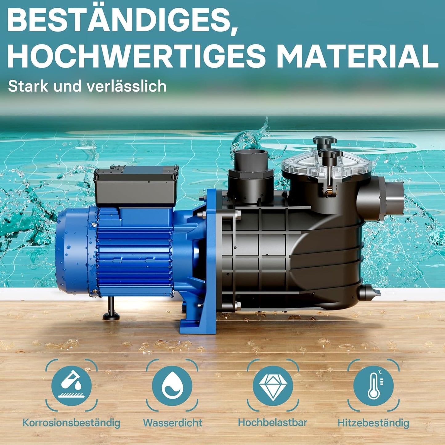 Schwimmbadpumpe, 22500 l/h 1500 W