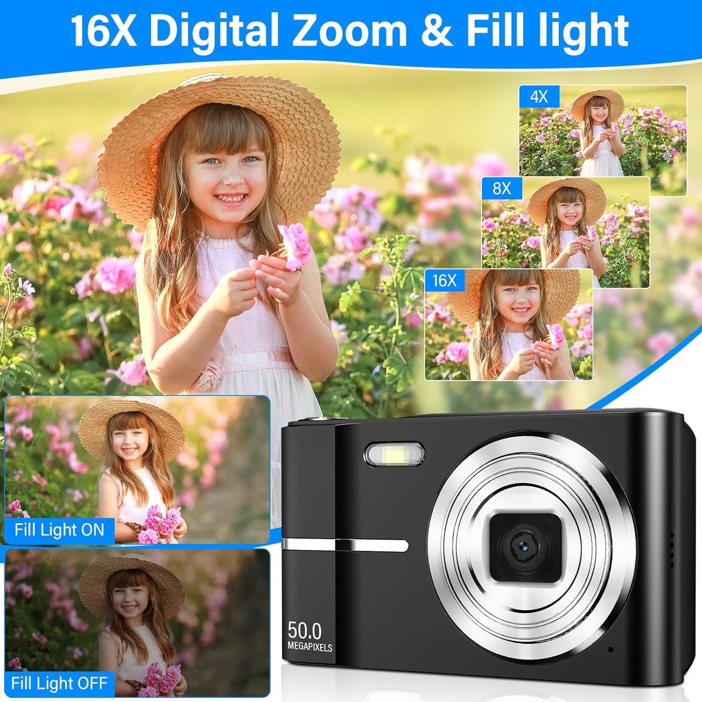 M03 Digitalkamera 50MP 1080P FHD mit Autofokus