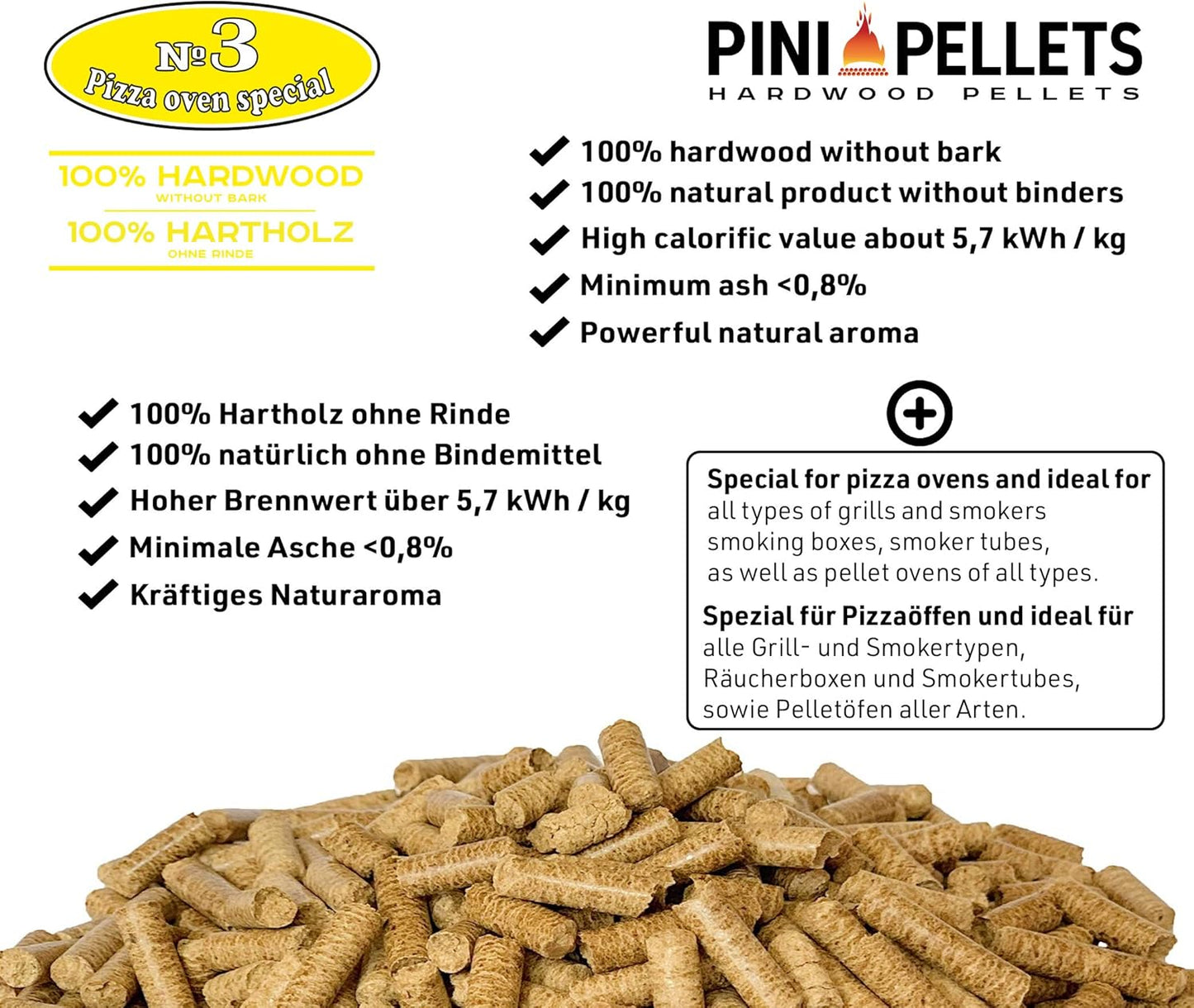 Hartholz Pellets für Pizzaöfen (10 kg)