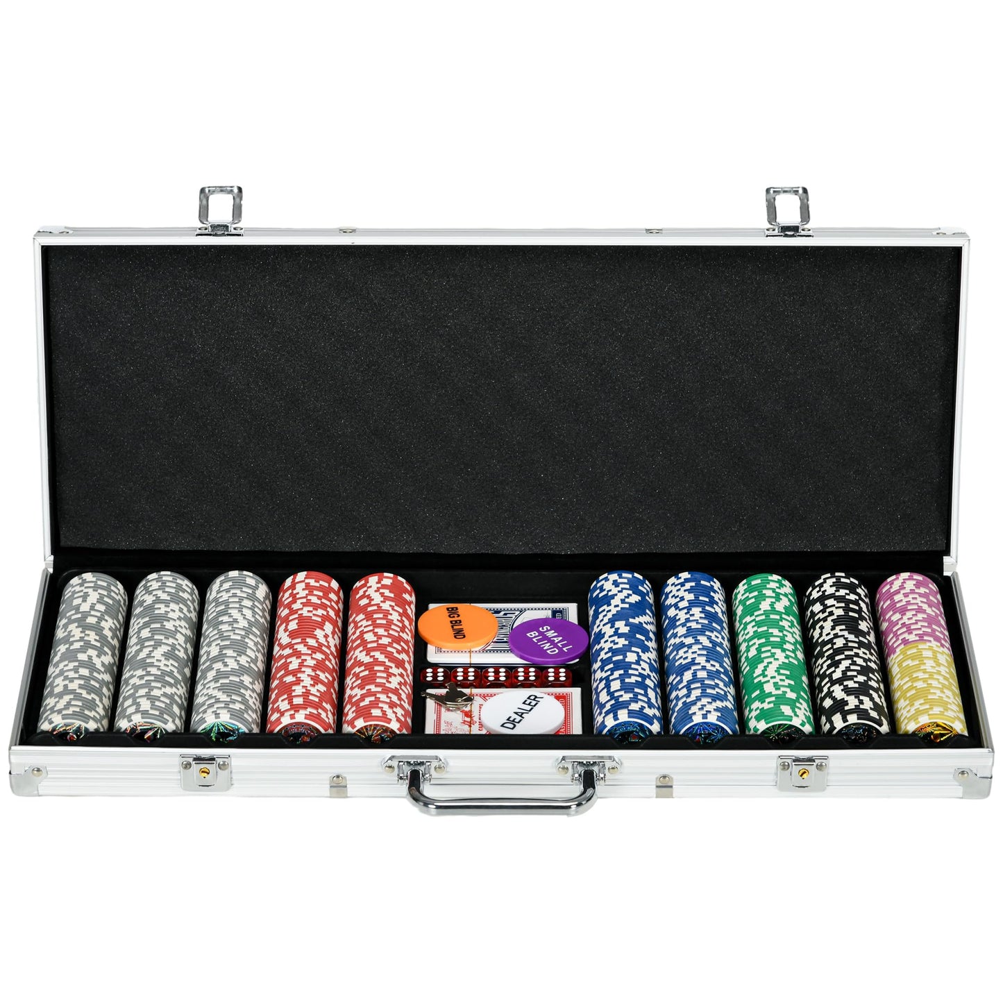 Pokerkoffer mit 500 Chips, 56L x 23,5B x 6,5H cm