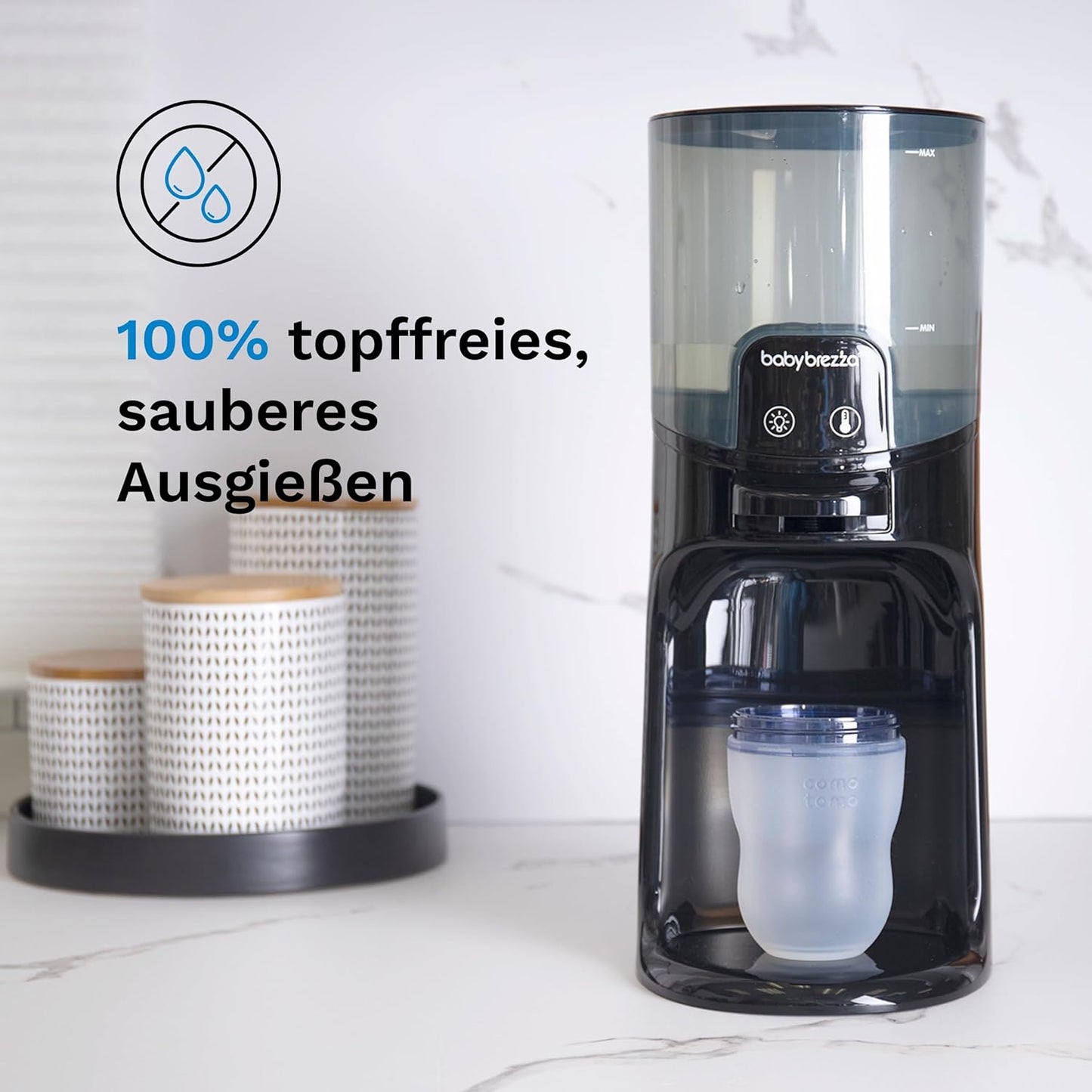 Wasserwärmer für Babynahrung mit 3 Temperaturstufen, Schwarz