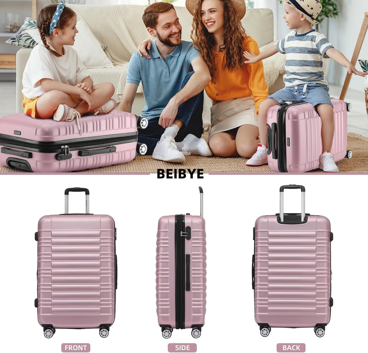 2088 Zwillingsrollen Hartschalenkoffer, erweiterbar, Rosa L