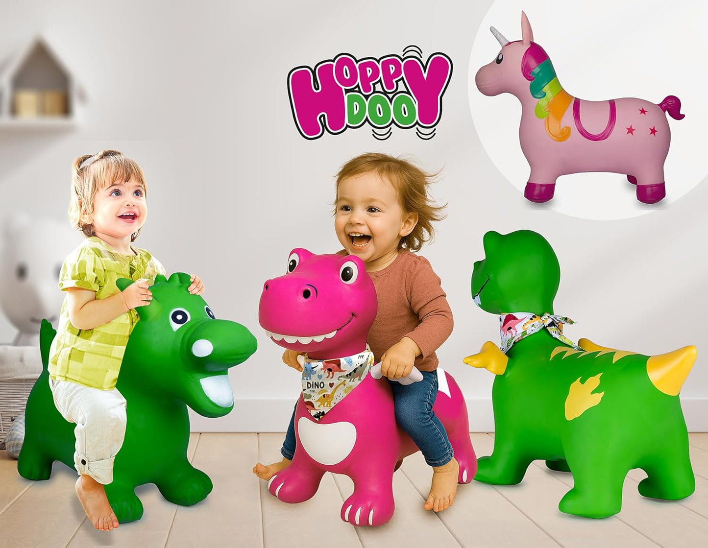 Hüpftier Dino HoppyDoo mit Pumpe