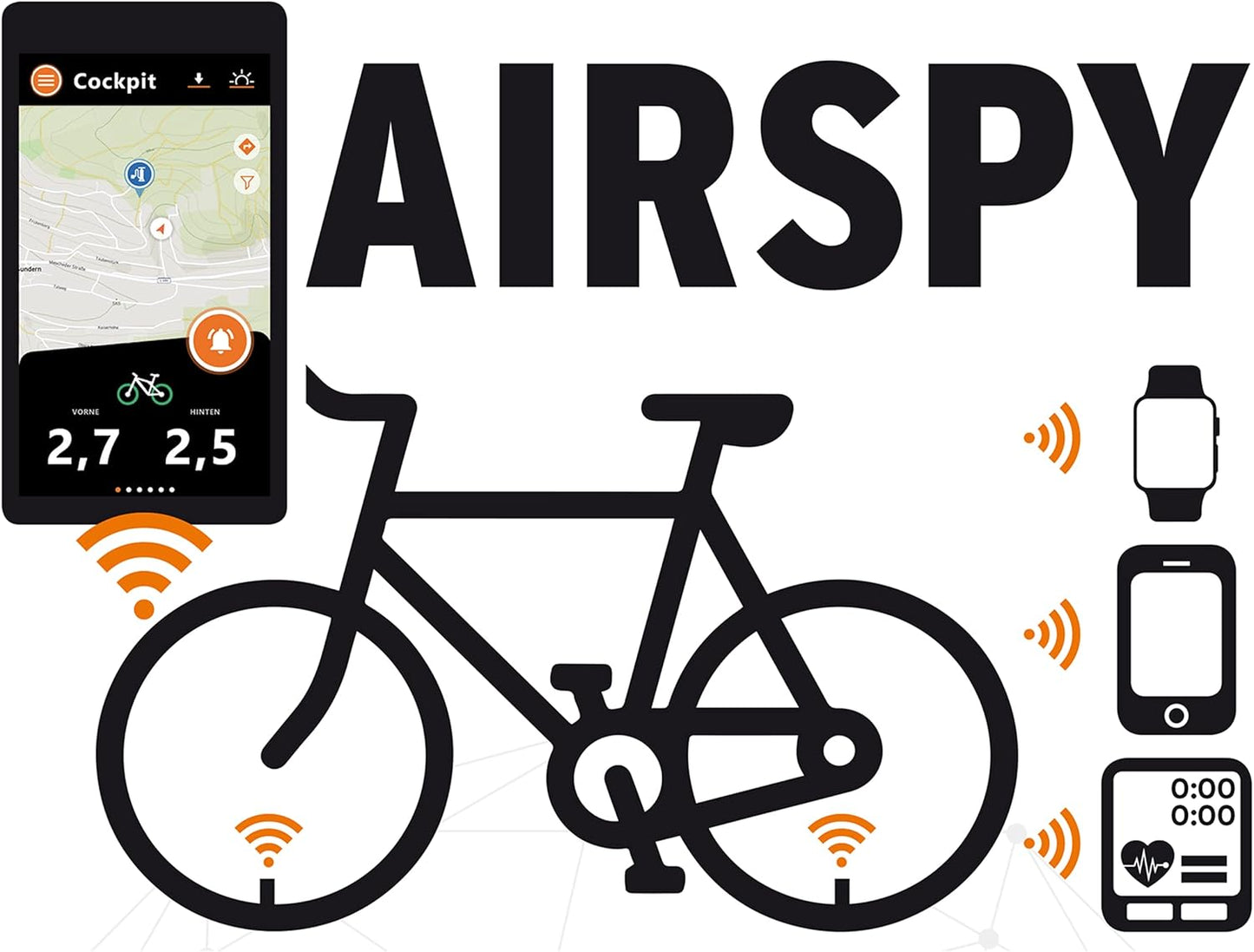 Airspy Reifendruckkontrollsystem für Velos, Einheitsgröße