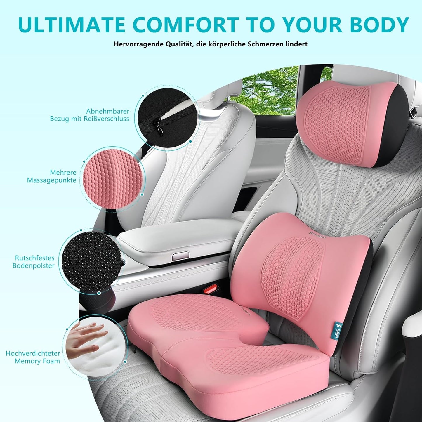 Ergonomisches Memory Foam Sitz- und Lendenkissen, Typ3-rosa