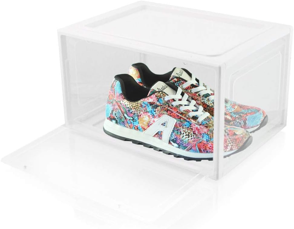 Stapelbare Schuhboxen LEX21, 6er-Set, mit Magnetverschluss, bis Grösse 47, Weiss 6er Set
