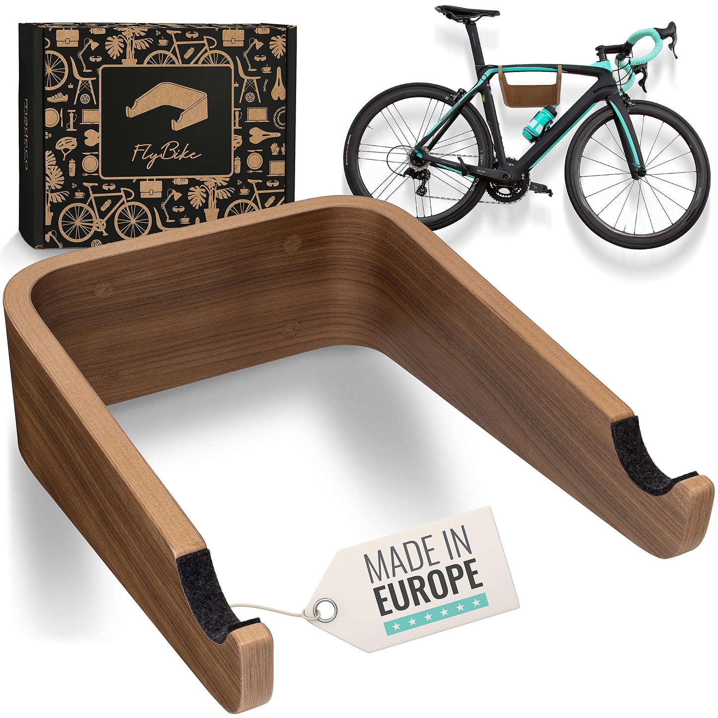 Velo-Wandhalterung FlyBike M, M (bis 62cm Lenkerbreite) Nussbaum | Anthrazit