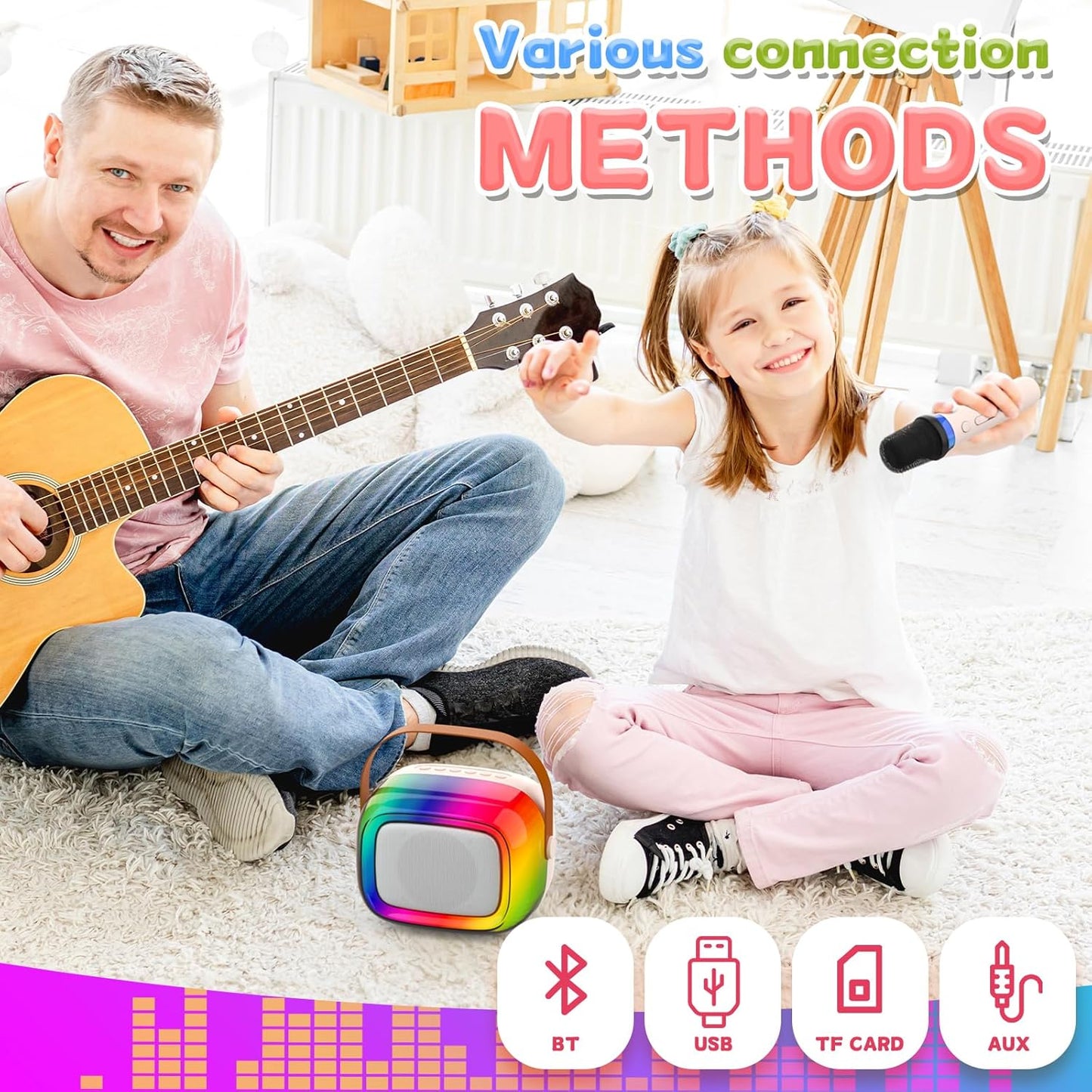 Karaoke-Maschine mit kabellosem Mikrofon für Kinder, mit 1 Kabellose Mikrofon