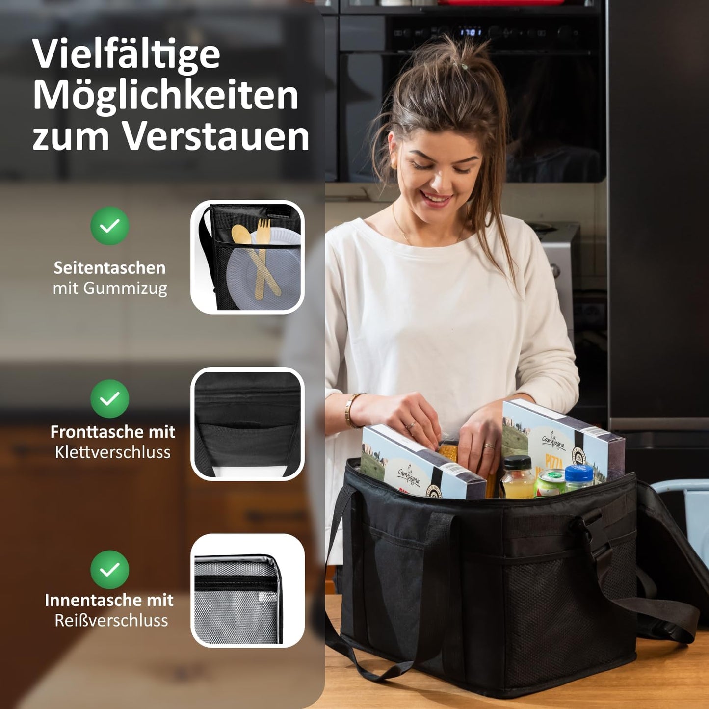 Auslaufsichere Kühltasche, 30 L Schwarz