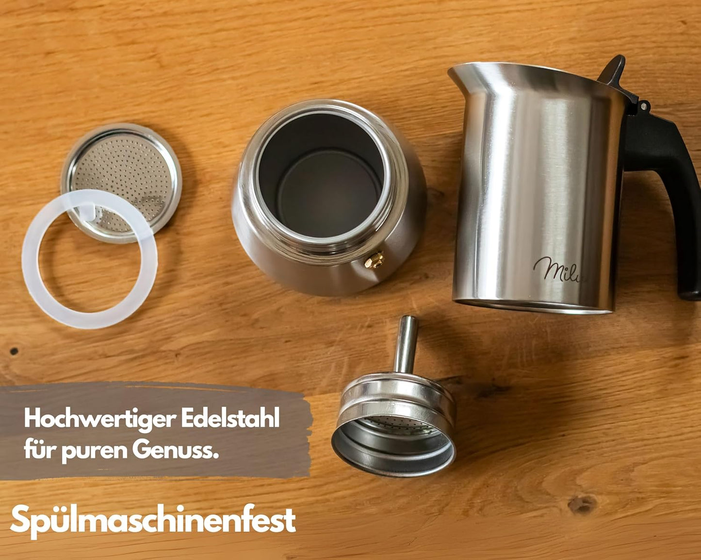 Espressokocher Set, Schwarz 4 Tassen (200ml)