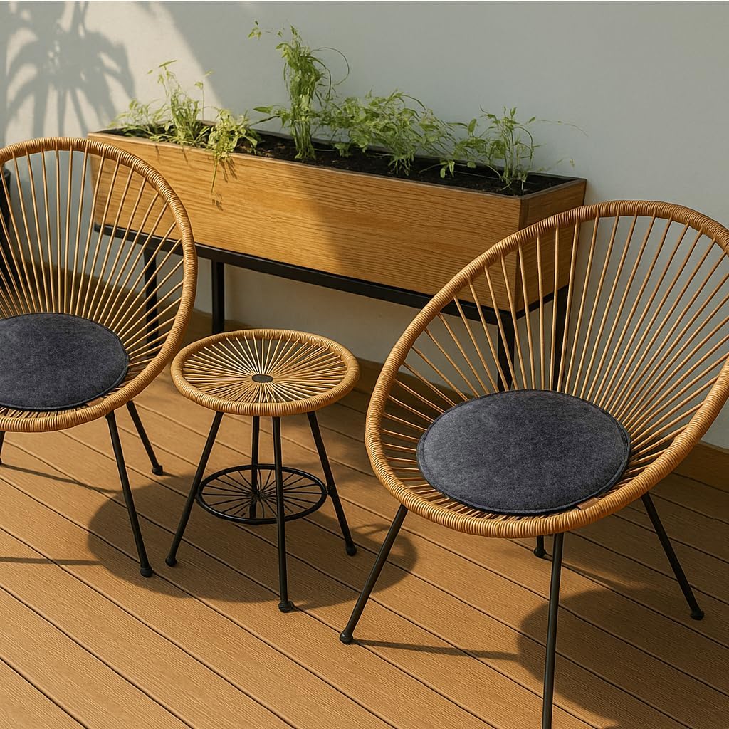 Filz Sitzkissen mit Antirutsch (6er-Set), 35 cm, 6er-Set Dunkelgrau Anthrazit