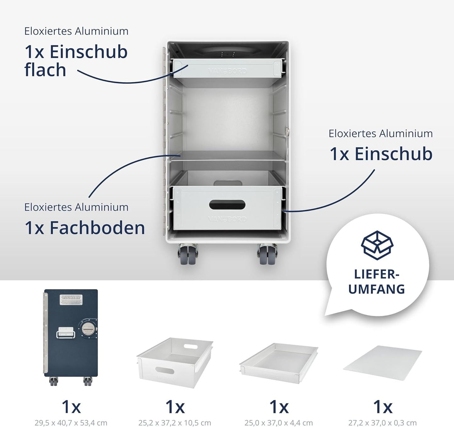 Mobiler Rollcontainer mit Schubladen, vormontiert, Anthrazit Basic