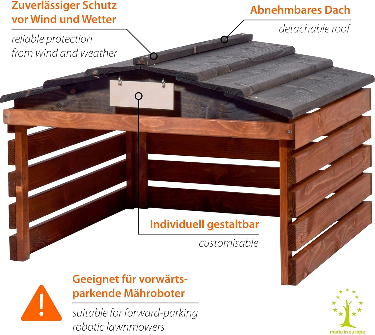 Mährobotergarage, Braun/Schwarz