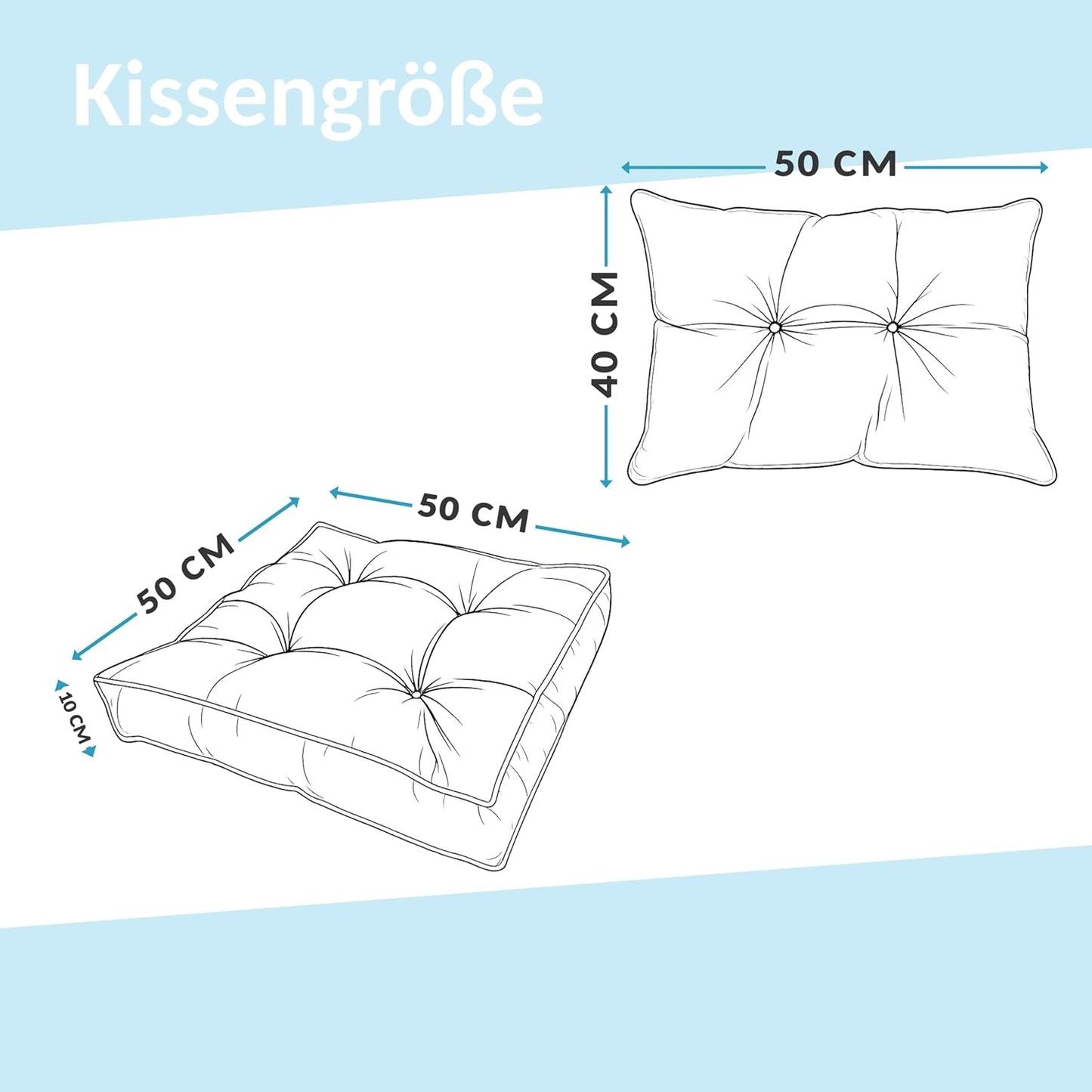 Loungekissen-Set für Stuhl & Rattanmöbel (2-teilig), Anthrazit 2er Set (50x50 + 50x40)
