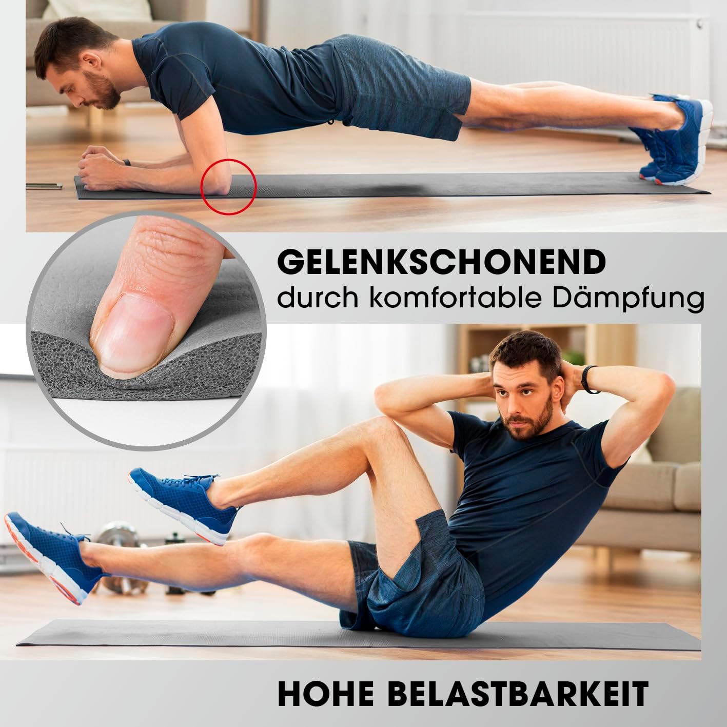 Fitnessmatte Ashanti 190 cm, 190 x 100 x 1 cm grau