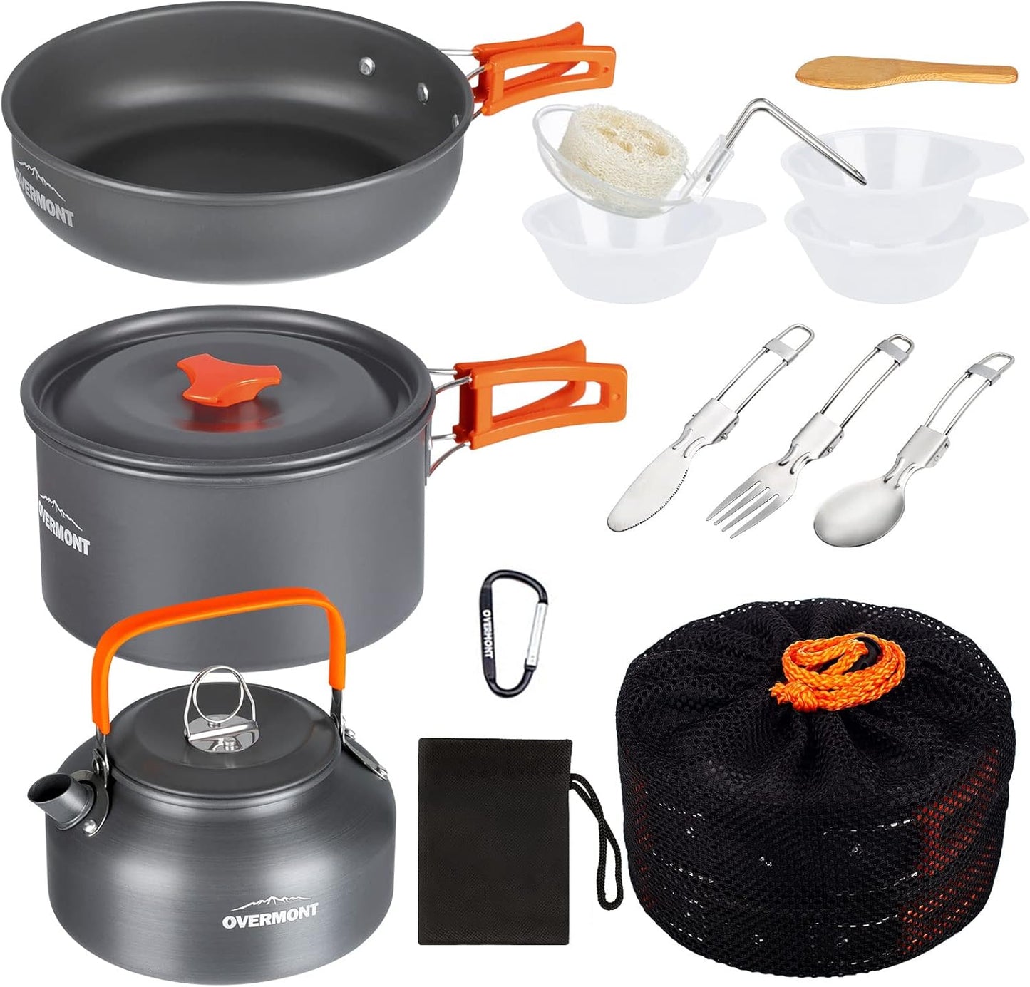 Camping Kochgeschirr-Set DS300 mit Kaffeekanne & Teekanne, DS300, Orange