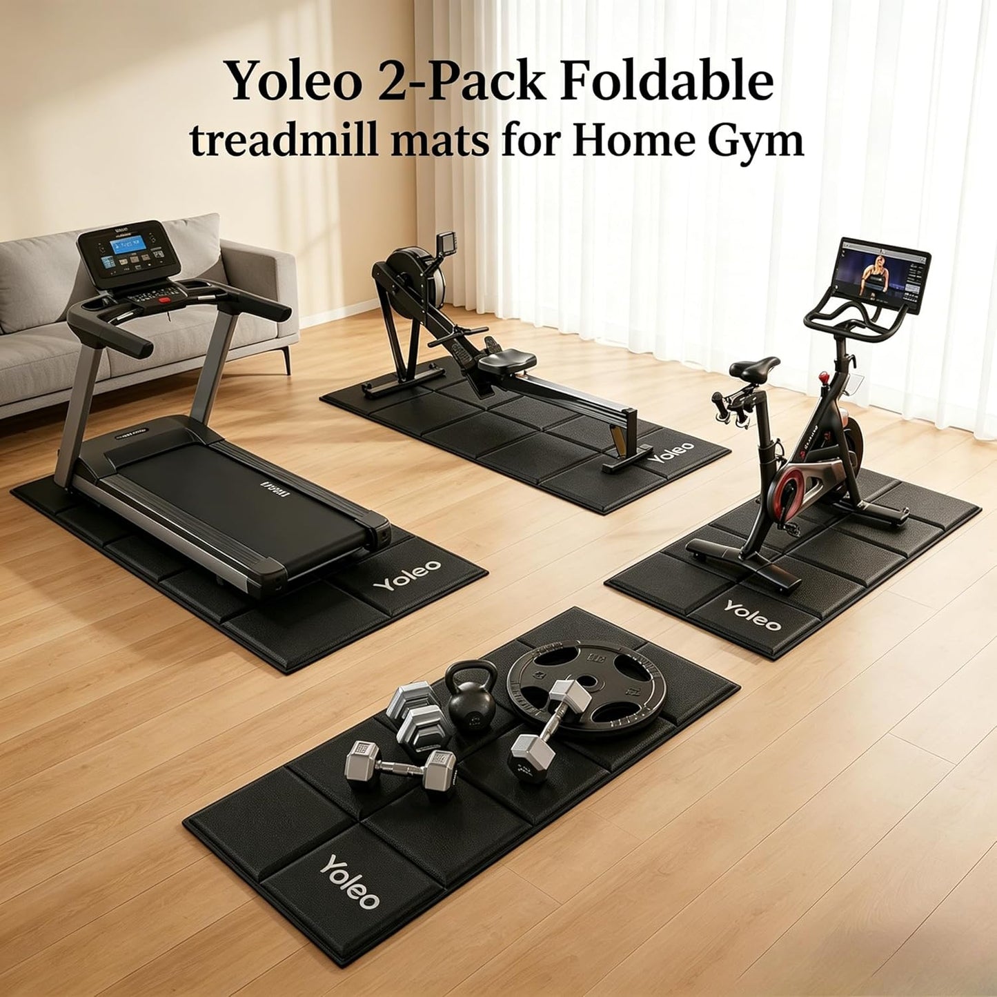 Faltbare Bodenschutzmatte für Fitnessgeräte (2er-Set), Schwarz(2 PCS)
