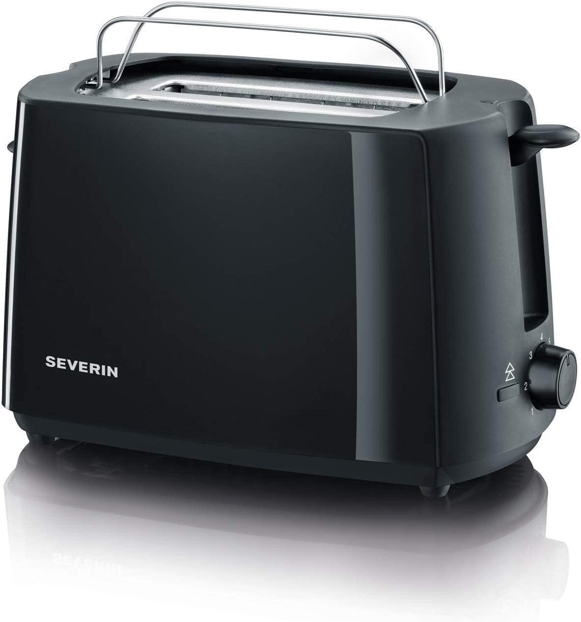 Automatik-Toaster mit Brötchenaufsatz und Krümelschublade, Schwarz