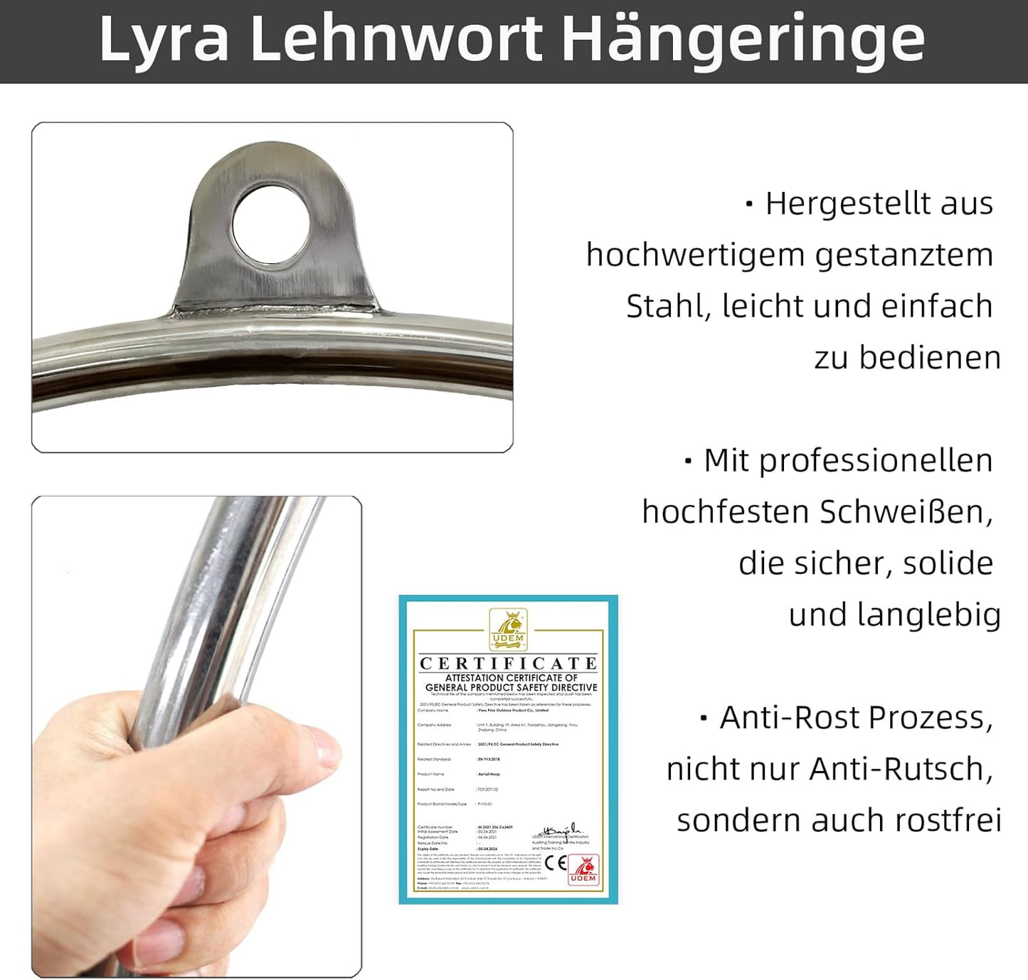 Aerial Hoop Set, Luftring 1 Punkt 85 (1-Punkt Aufhängung)