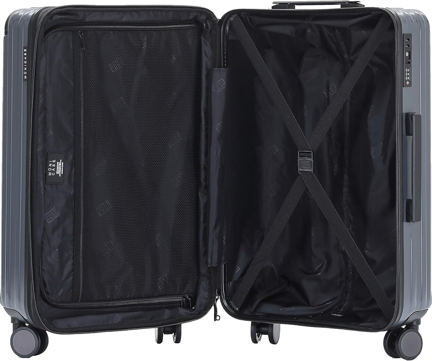 Reisekoffer mit TSA-Schloss und 4 Rollen (65cm), Grey Mittler Koffer