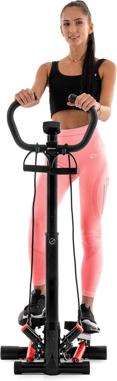 Stepper mit Lenker & Trainingscomputer, Schwarz-rot