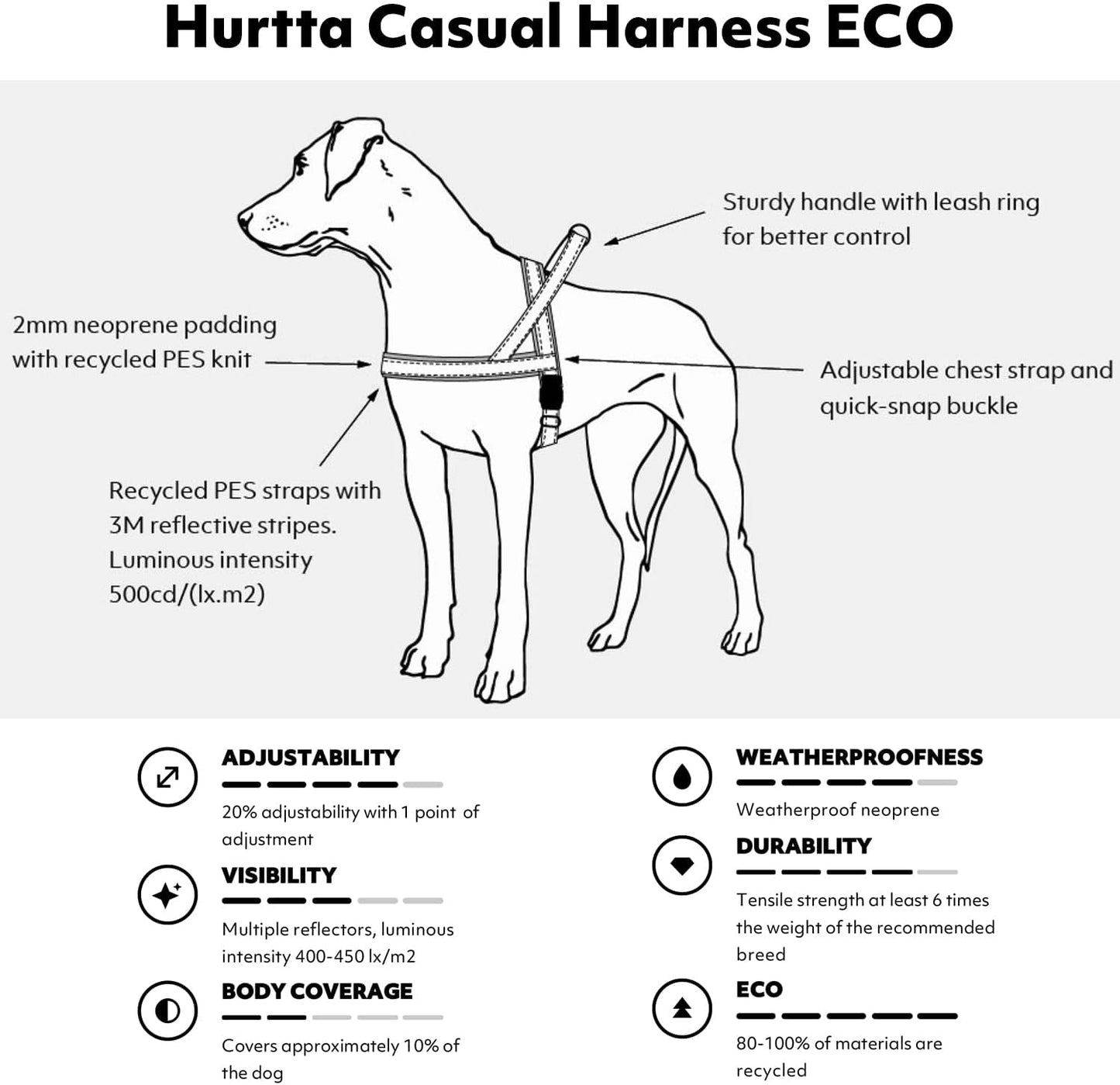 Casual Hundegeschirr ECO, 50-60cm Rosa