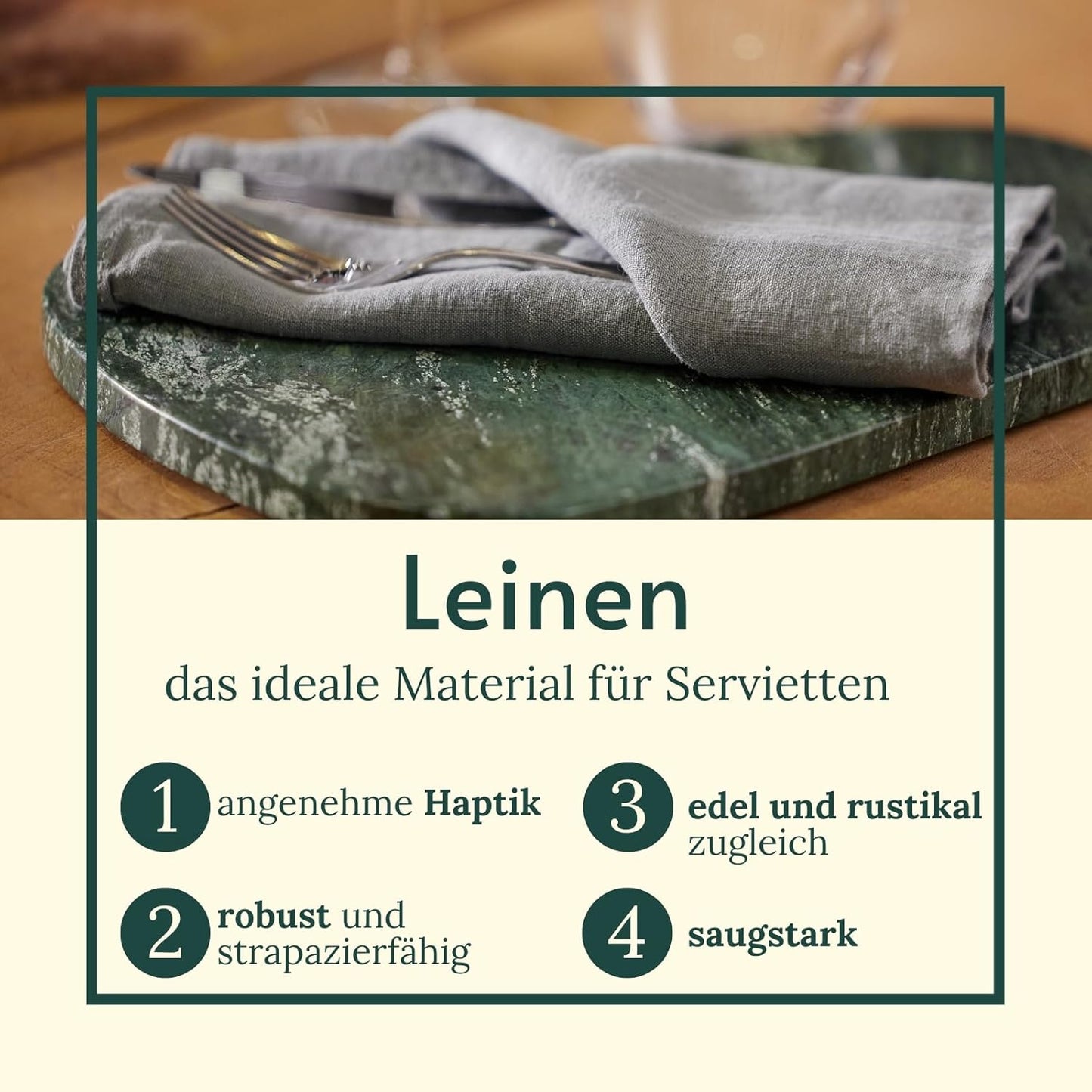 6er-Set Stoffservietten aus Leinen, Grau 6er Set Leinen