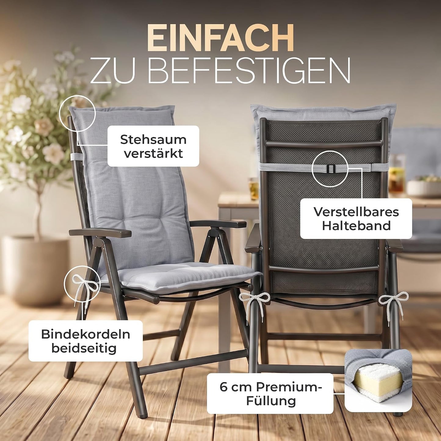 Hochlehner Auflagen-Set (1 Stück), 1-Stück Grau