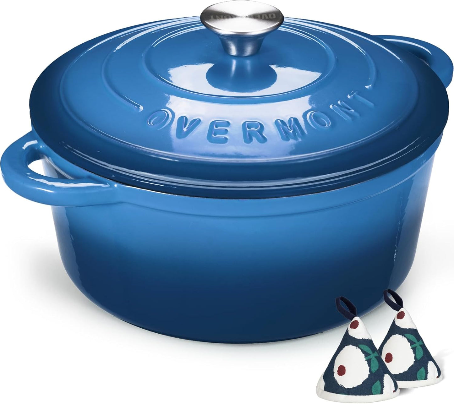 Schmortopf mit Deckel, Topflappen und Topfuntersetzer, 28cm-6.6L Blau