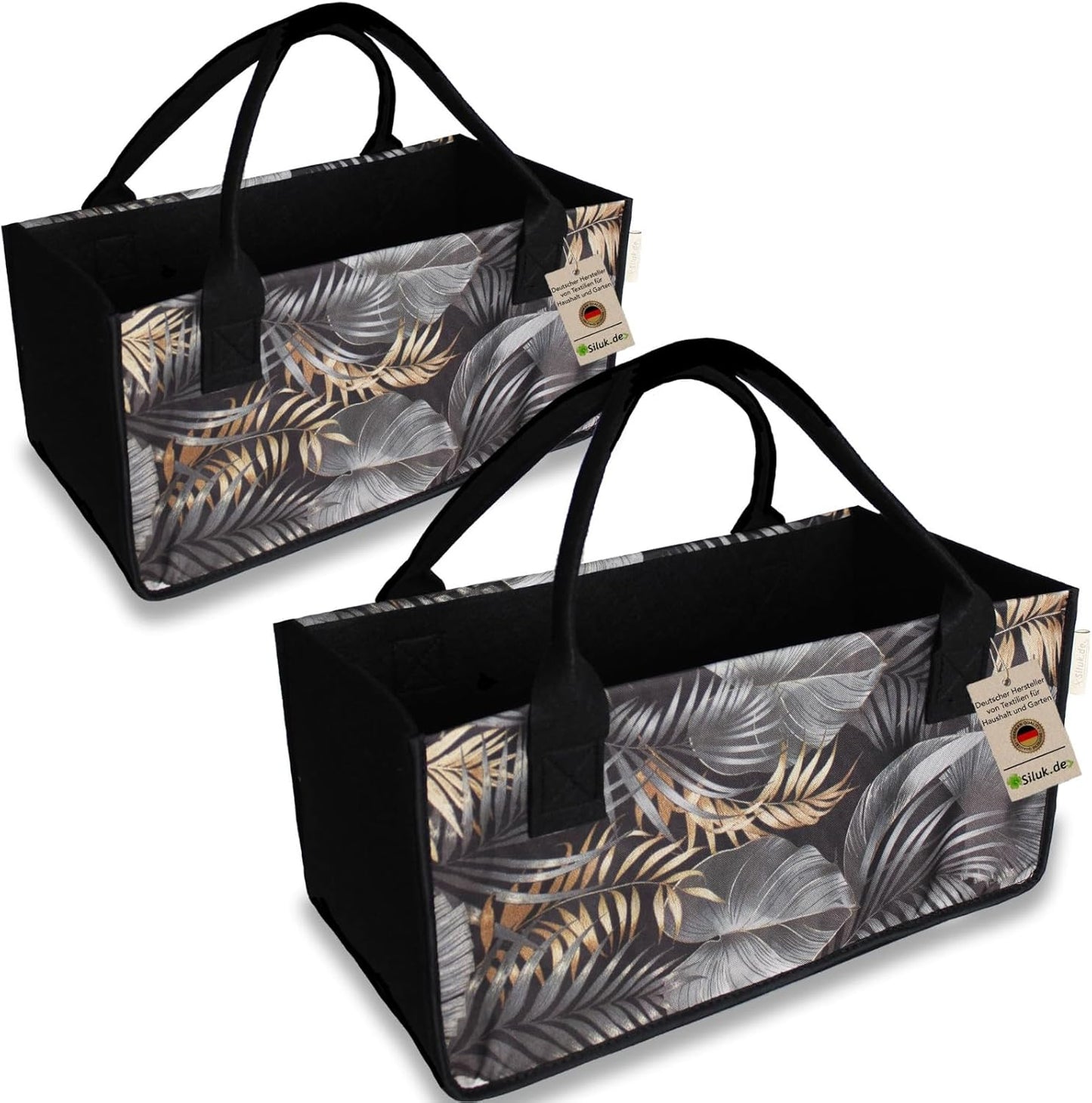 2er-Set Filztaschen-Set für Holz, Blume - Braun
