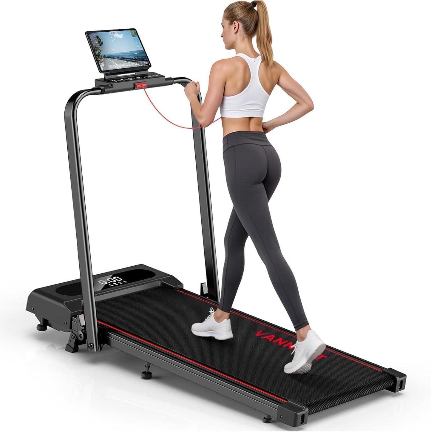 Klappbares Walking Pad mit Steigung und App-Steuerung, Rot