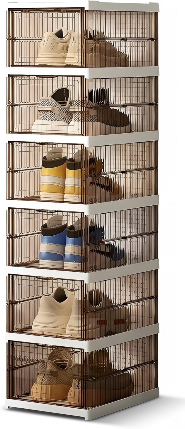 Stapelbare Schuhboxen, 12er-Set, Braun 12 Ebenen
