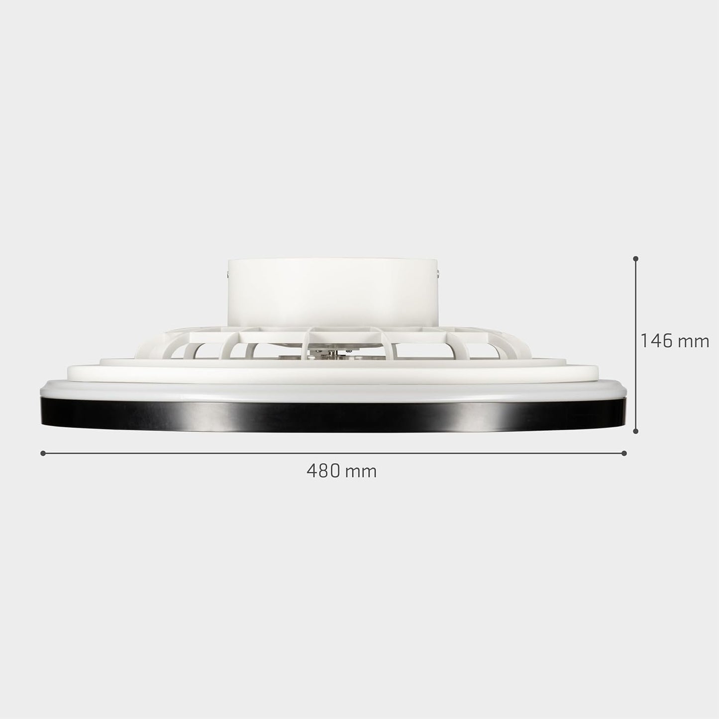 Deckenventilator mit dimmbarer LED-Leuchte, 48 Cm Black White
