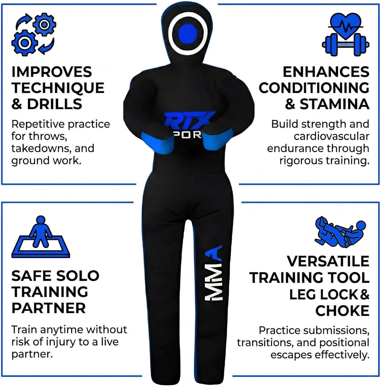 MMA Judo Grappling Dummy für Kampfsporttraining, 59" - Inches Blue