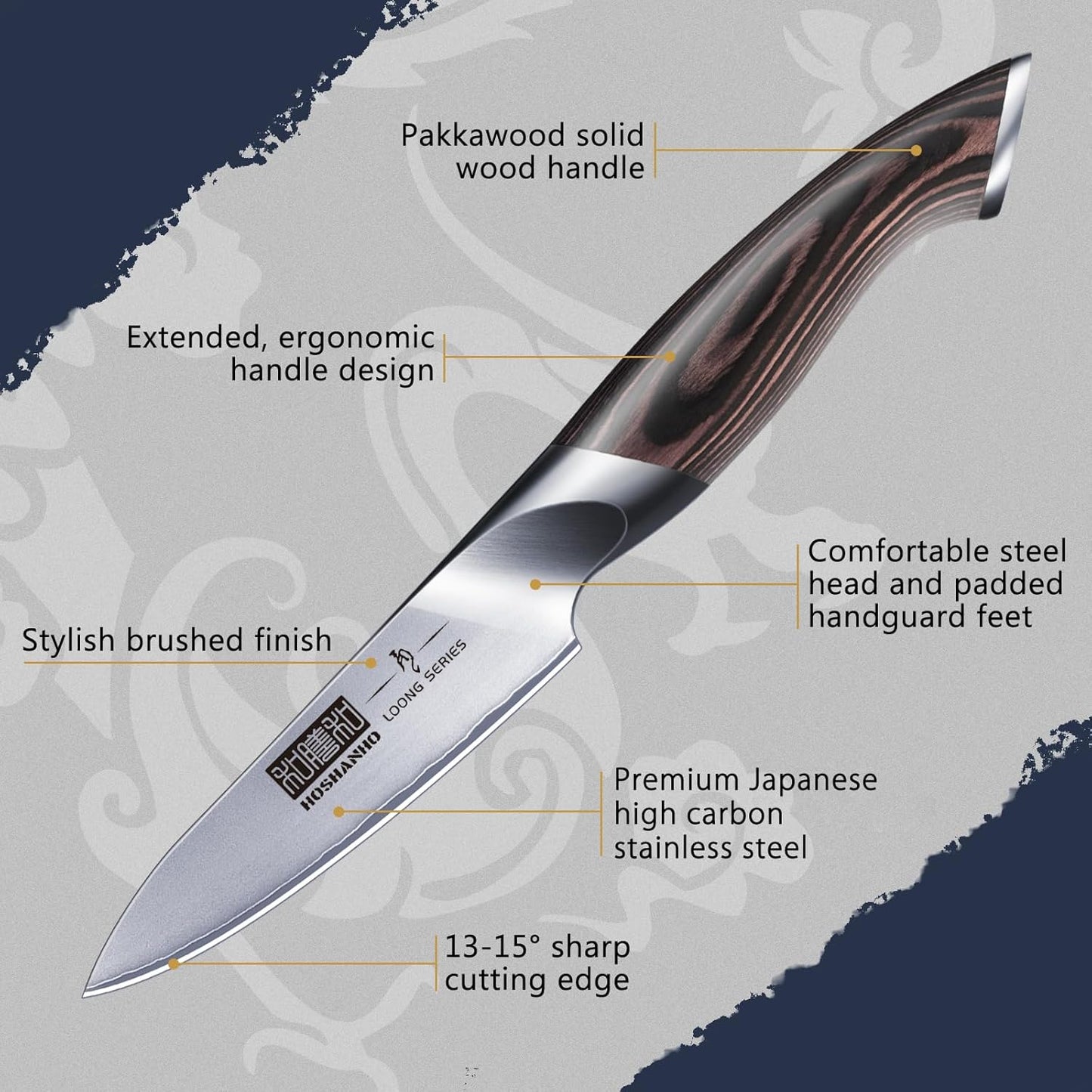 LOONG-Serie Obst- und Gemüsemesser, 10cm Schälmesser Silber