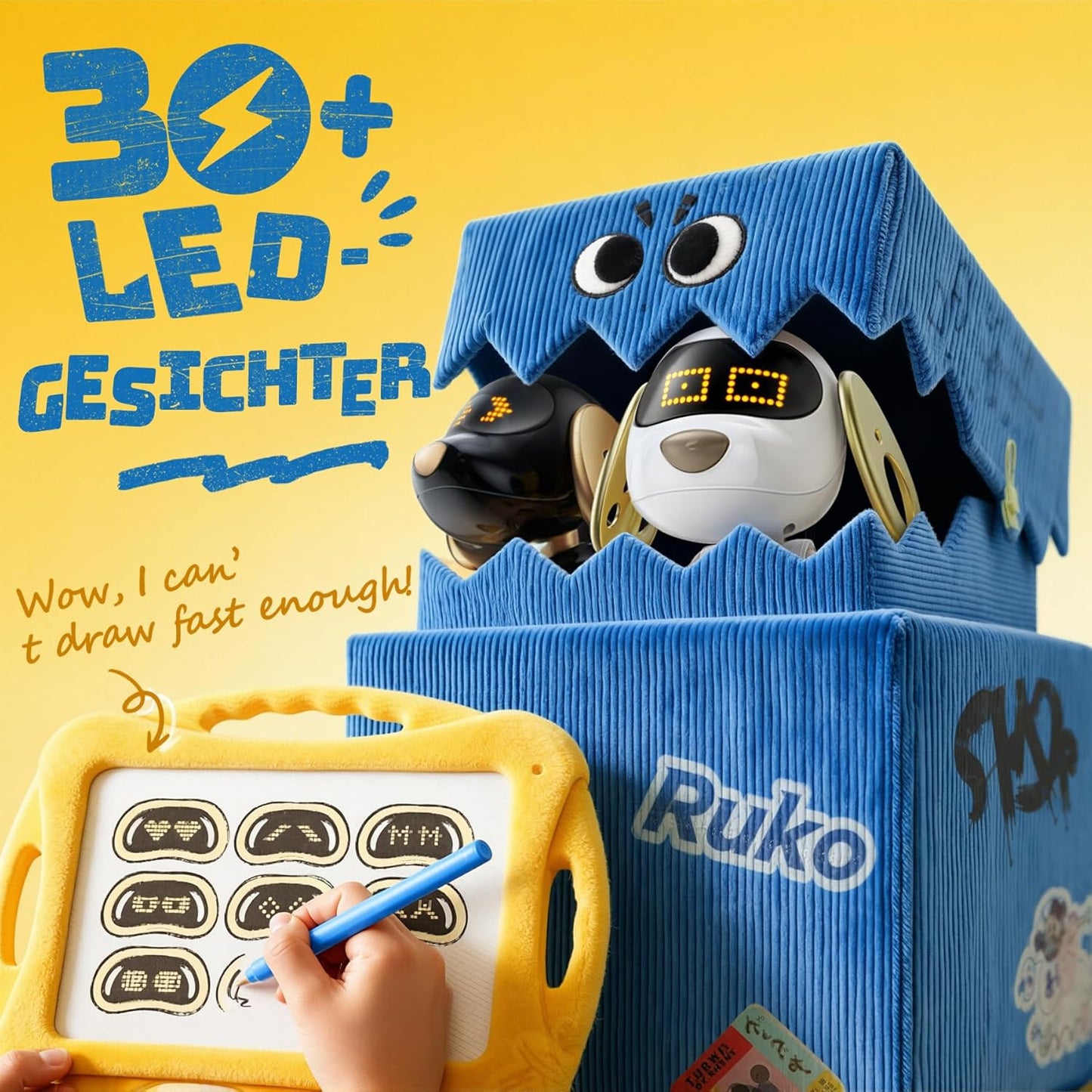 Interaktiver Roboterhund, Weiss-gold