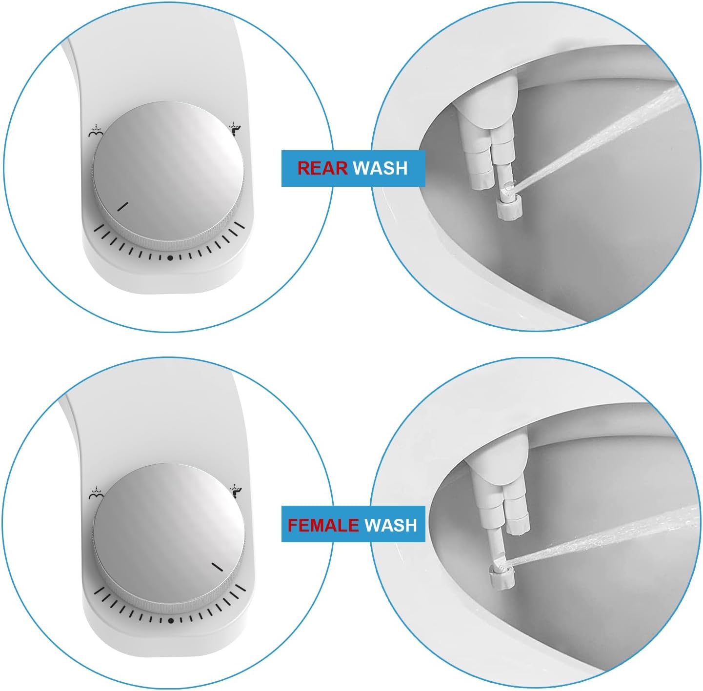 Bidet Toilettenaufsatz Links mit Doppel-Düsen, Linkes Silber