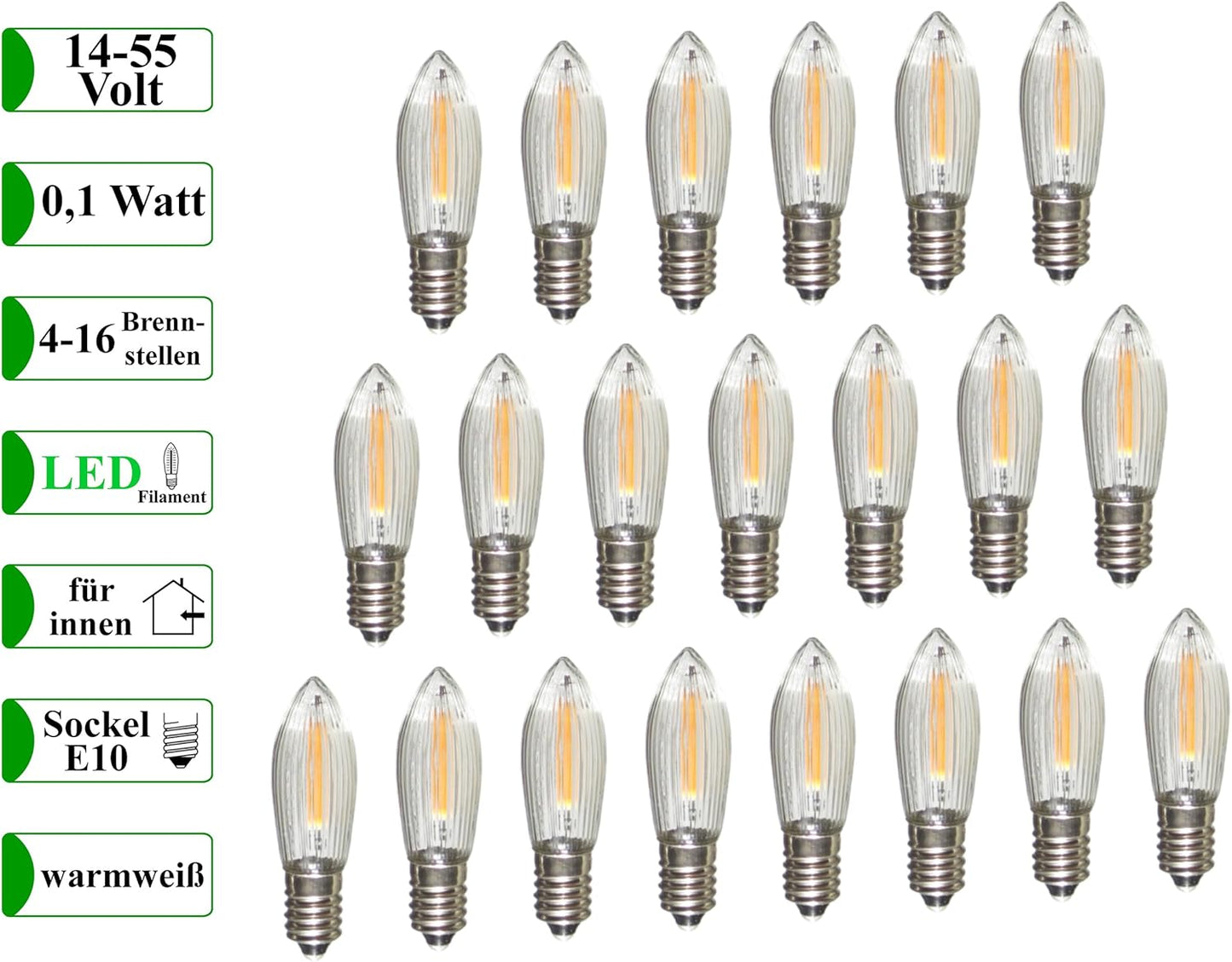 21 Stück LED-Topkerzen, 21 Lampen 14-55 Volt