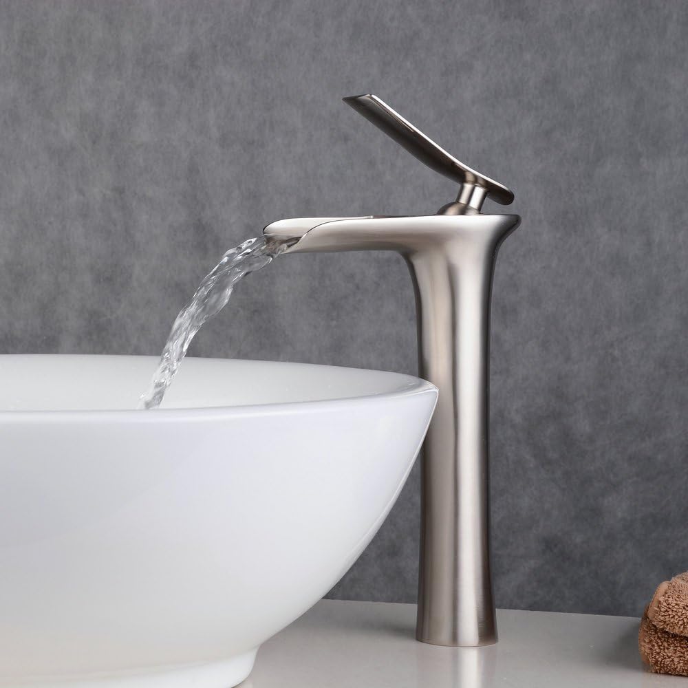 Wasserfall Einhand-Waschtischarmatur BL9009NH, Tall Nickel-finish