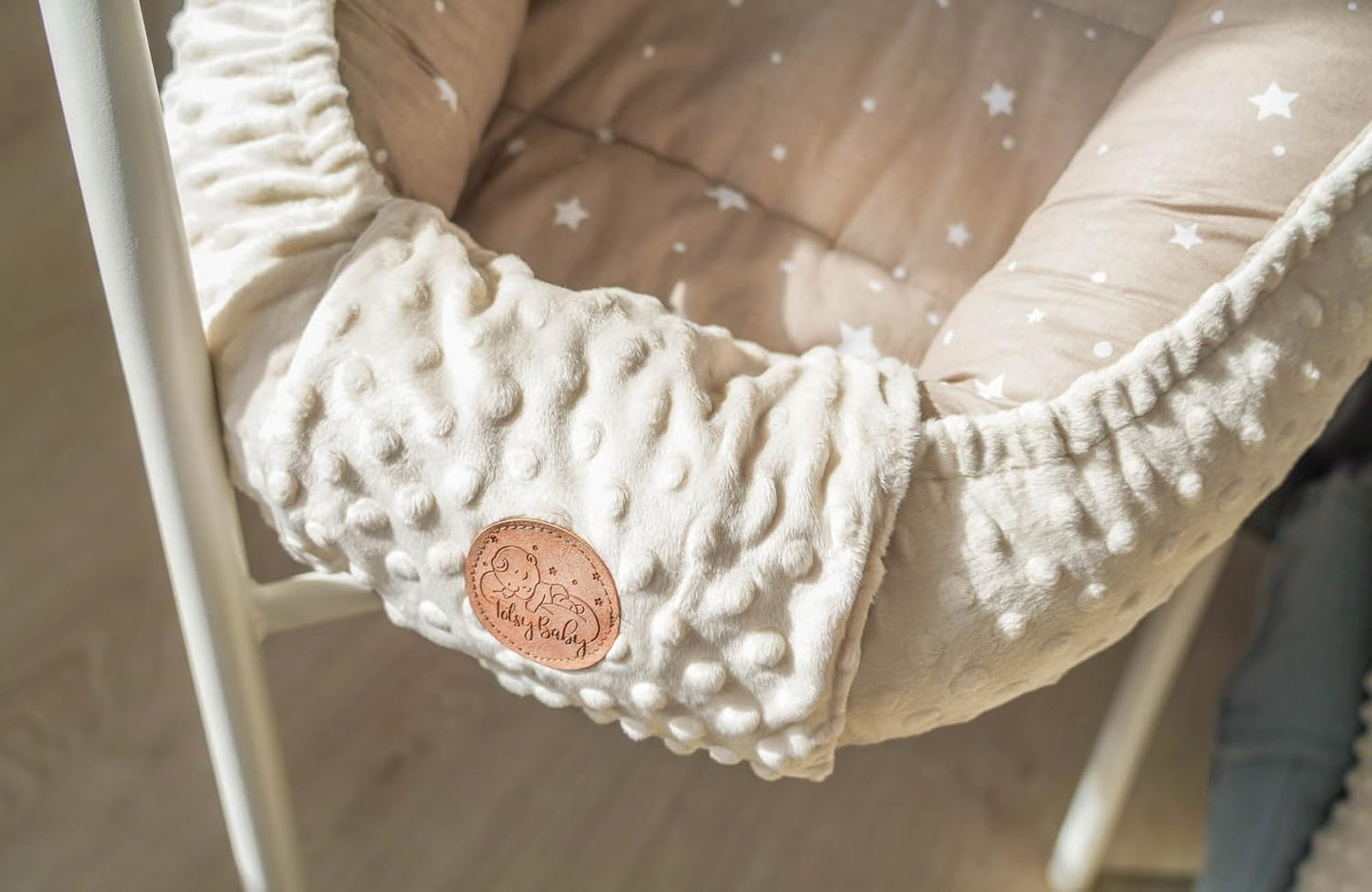 Babynestchen, 90x50 cm (1er Pack) Beige mit Weiß Sternen