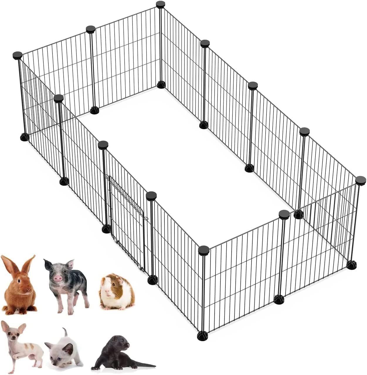 Kleintiergehege mit 12 Paneelen, 43*32 schwarz 12pcs
