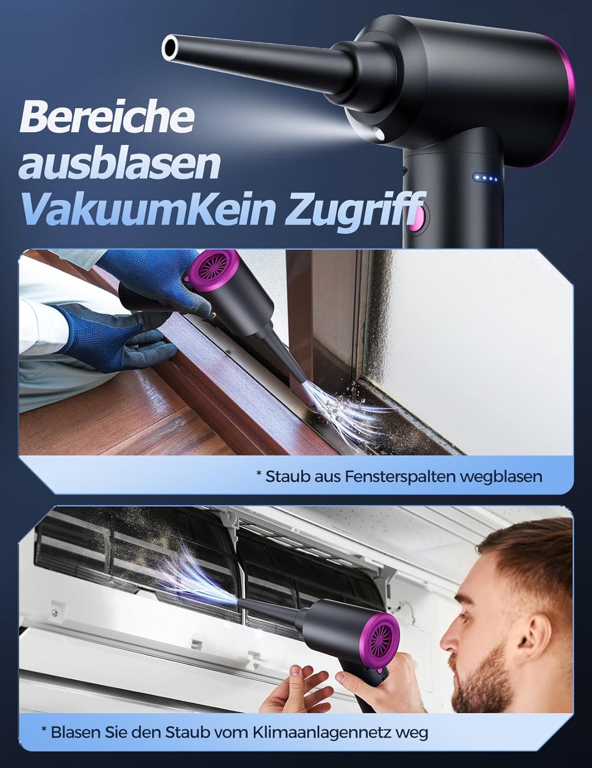 Elektrisches Druckluftgebläse AD36 mit Akku und LED-Licht, AD36