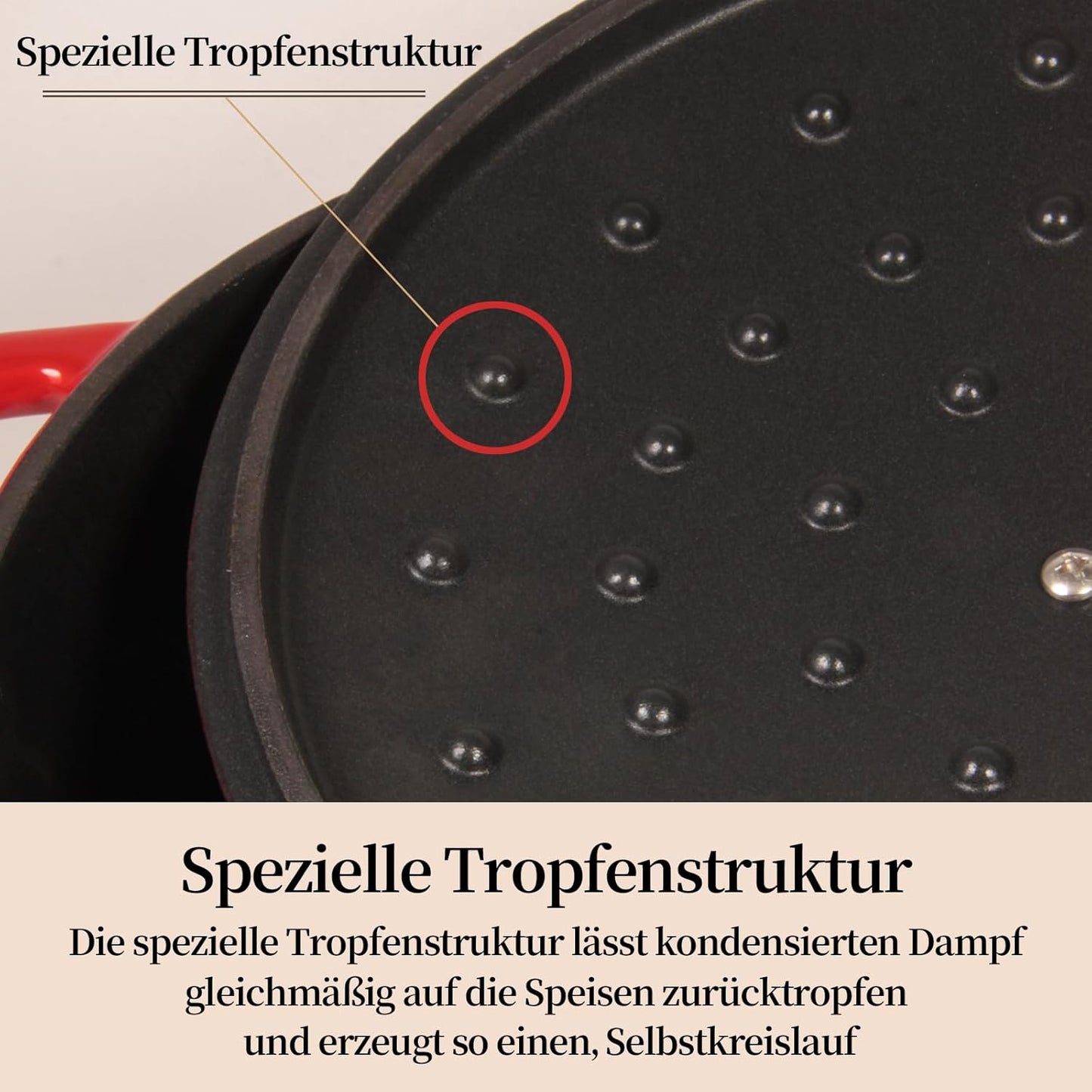 Gusseisen-Schmortopf mit Deckel, 26cm/5L Rot