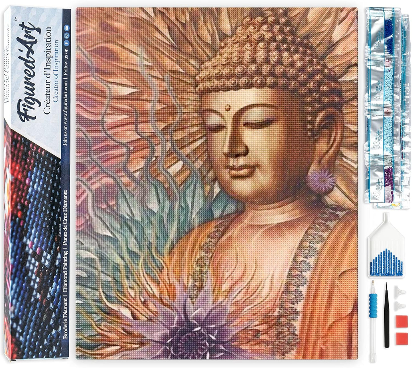 Diamond Painting, 40 x 50 cm, Buddha 40x50cm (Ohne Rahmen)