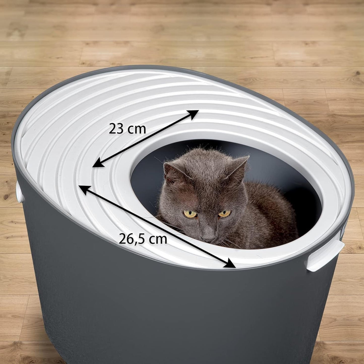 Katzentoilette PUNT-530 mit Deckel und Schaufel, Grau Gross
